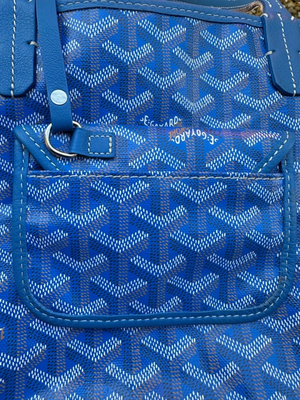 Genuine GOYARD Goyardine Sky Blue Anjou Reversible Mini Tote Bag